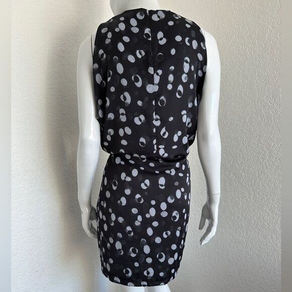 Vince. Dress Abstract Polka Dot Black & Gray Tie Detail Pockets Size XS - Picture 4 of 9